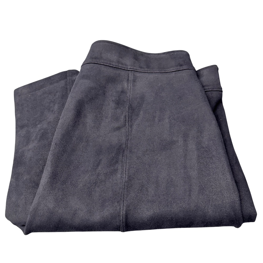Spanx Pants Womens 2X Faux Suede Flare Navy Blue High Waisted Trousers Pull On